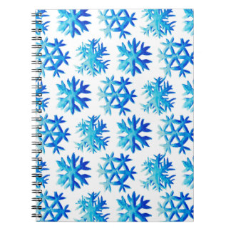 Carnet Motif d'aquarelle d'hiver Blue Snowflakes