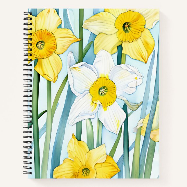 Carnet Motif d'aquarelle Narcisse en jaune (Devant)