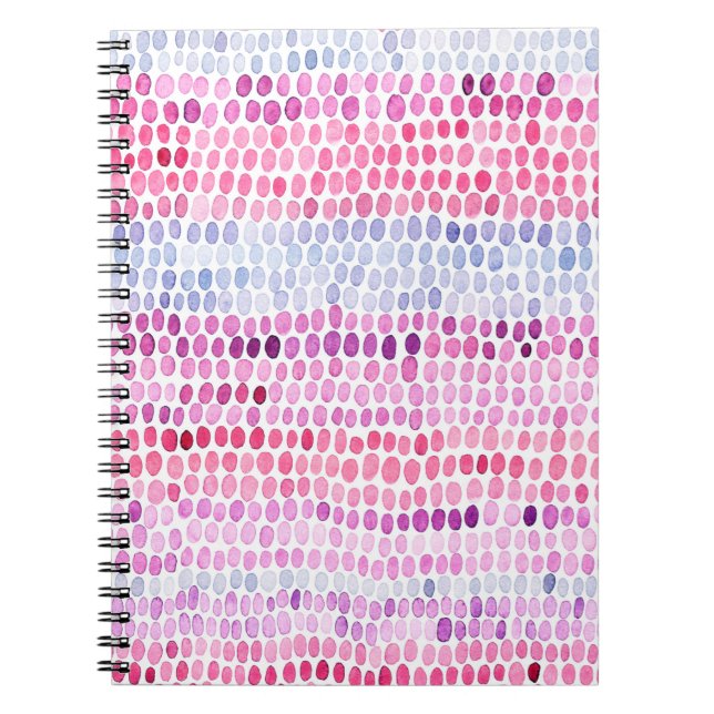 Carnet Motif d'aquarelle rayée transparente. Rose et gris (Devant)