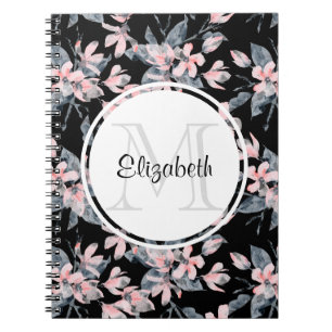 Carnet Motif d'aquarelle rose et gris