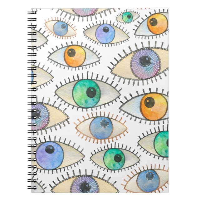 Carnet Motif d'aquarelle transparente à large oeil humain (Devant)