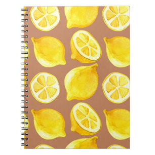 Carnet Motif d'aquarelle transparente avec citrons