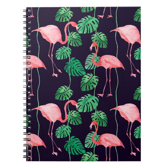 Carnet Motif d'aquarelle transparente avec flamant (Devant)