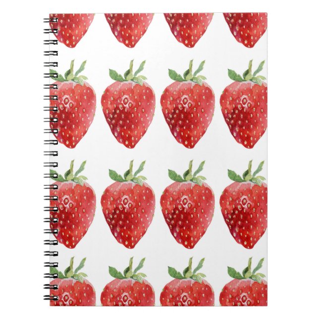 Carnet Motif d'aquarelle transparente avec fraises  (Devant)