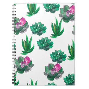 Carnet Motif d'aquarelle transparente avec succulents