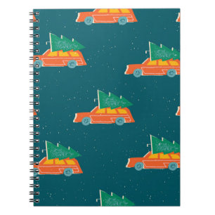 Carnet Motif d'arbre de Noël de voiture rétro