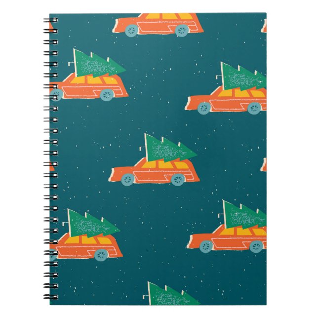 Carnet Motif d'arbre de Noël de voiture rétro (Devant)