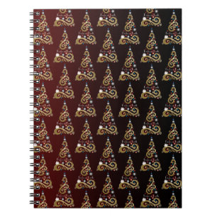 Carnet Motif d'arbre de Noël doré de la paix sur Terre