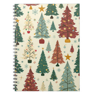 Carnet Motif d'arbre de Noël moderne du milieu du siècle