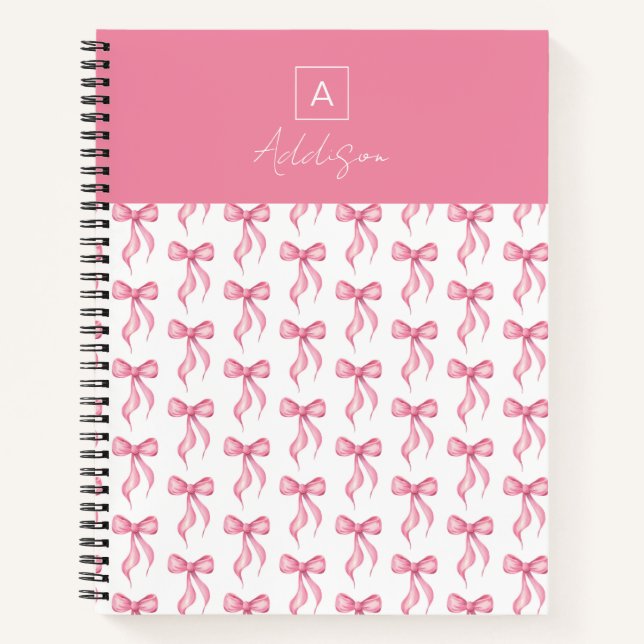 Carnet Motif d'arc rose personnalisé avec monogramme (Devant)