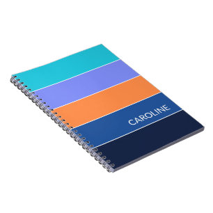Carnet Motif d'art à rayures multicolores rétro personnal