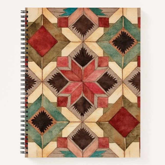 Carnet motif d'art de bloc de patchwork géométrique vinta (Devant)