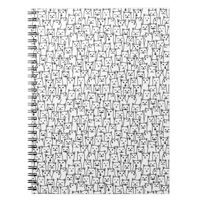 Carnet Motif d'art linéaire de chat noir et blanc minimal (Devant)