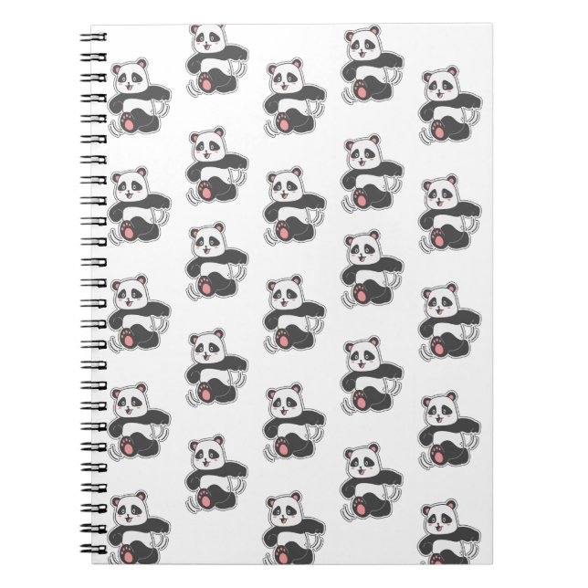 Carnet Motif d'autocollant de panda heureux dansant (Devant)
