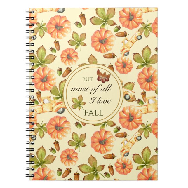 Carnet Motif d'automne Vintage aquarelle (Devant)