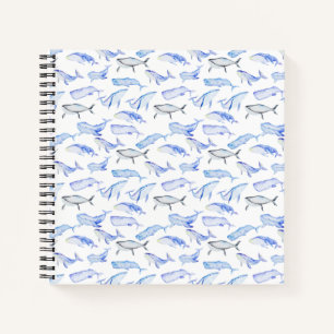 Carnet Motif de baleine bleu aquarelle