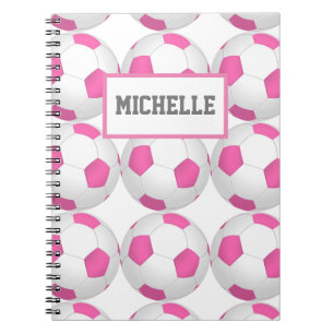 Carnet Motif de balle de football blanc rose - ajouter le