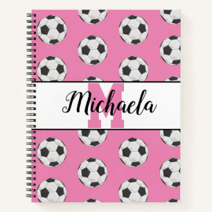Carnet Motif de balle de soccer initial rose monogramme