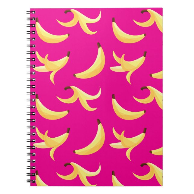 Carnet Motif de banane jaune rétro drôle éditable pour fê (Devant)