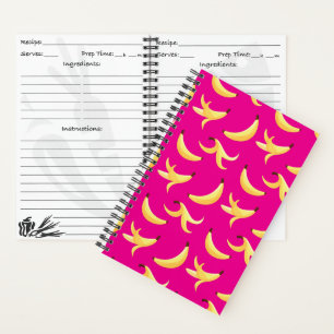 Carnet Motif de banane jaune rétro drôle éditable pour fê