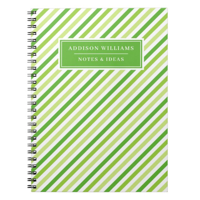 Carnet Motif de bande verte de nom personnalisé (Devant)