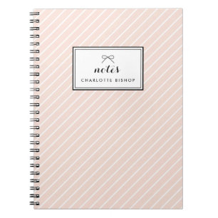Carnet Motif de bandes Diagonal Blush Personnalisé