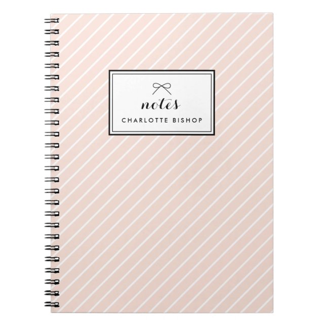 Carnet Motif de bandes Diagonal Blush Personnalisé (Devant)