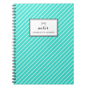 Carnet Motif de bandes diagonales turquoise personnalisé