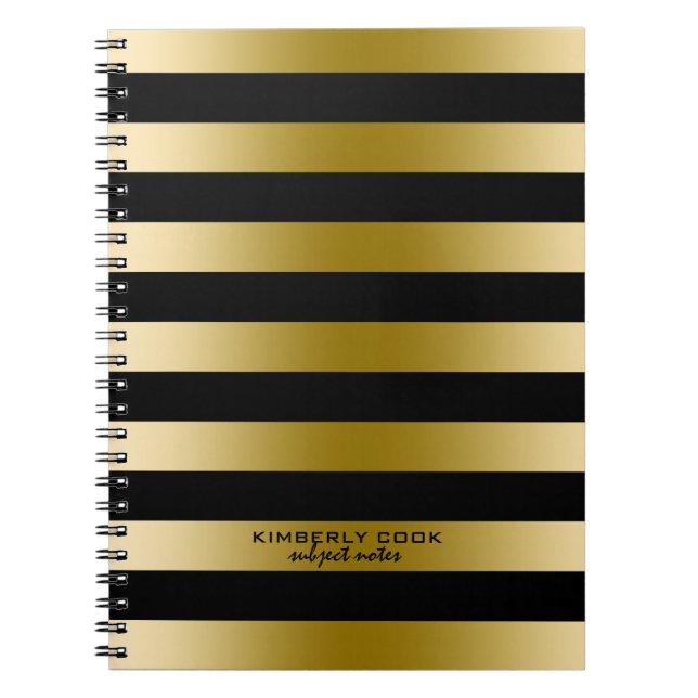 Carnet Motif de bandes noires et or (Devant)