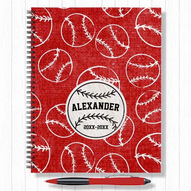 Carnet Motif de baseball Red Grunge (Créateur téléchargé)