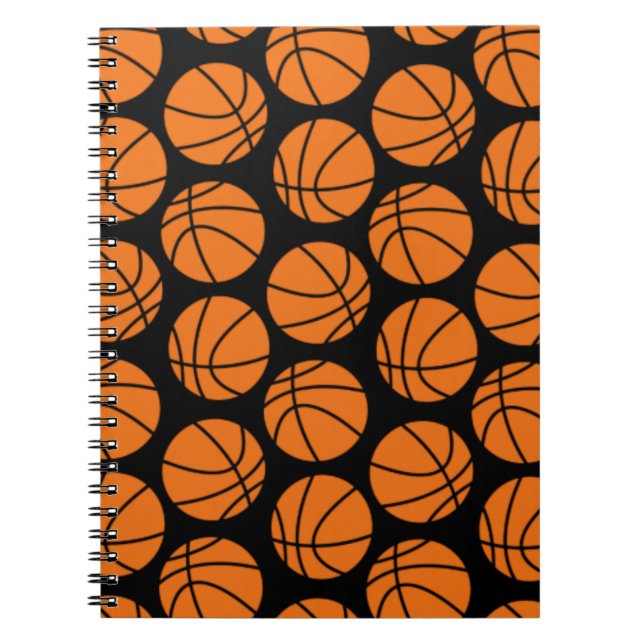 Carnet Motif de basket-ball classique sur fond noir (Devant)