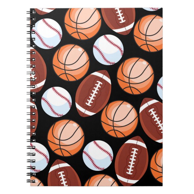 Carnet Motif de basket-ball du football de base-ball (Devant)