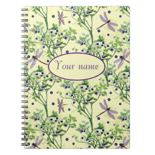 Carnet Motif de bleuets avec libellules