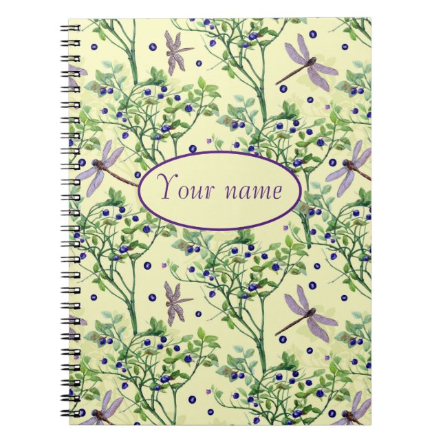 Carnet Motif de bleuets avec libellules (Devant)
