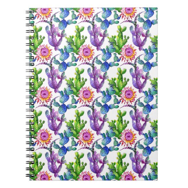 Carnet Motif de cactus de fleur sauvage d'aquarelle (Devant)