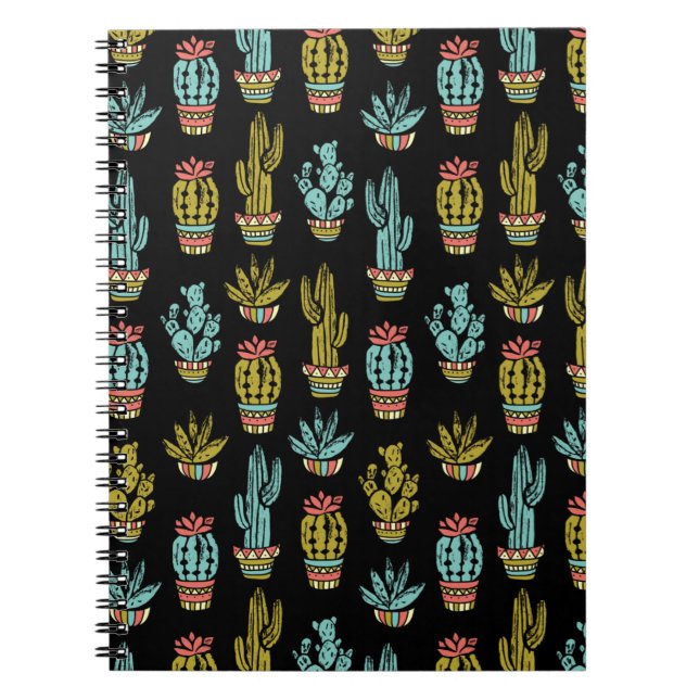 Carnet Motif de cactus de grunge foncé (Devant)