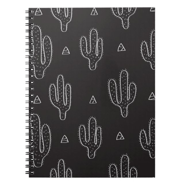 Carnet Motif de cactus noir à main (Devant)