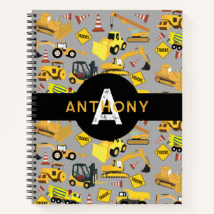 Carnet Motif de camions de construction pour enfants avec