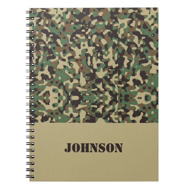 Carnet Motif de camouflage de nom personnalisé (Devant)
