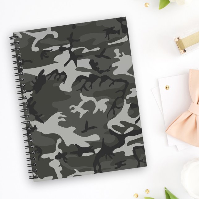 Carnet Motif de Camouflage gris, Motif militaire, Armée (Créateur téléchargé)