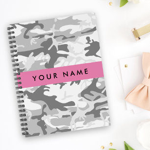 Carnet Motif de camouflage gris neige d'hiver Personnalis
