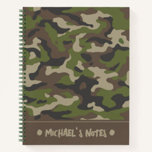Carnet Motif de camouflage vert Ajouter Votre Nom