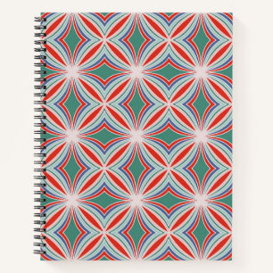 Carnet Motif de carreaux rayés Starburst en rouge, vert,