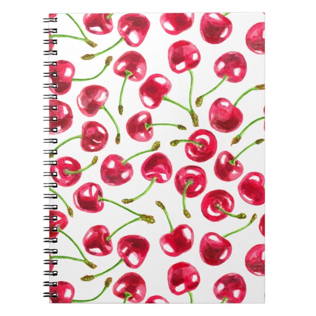 Carnet Motif de cerises d'aquarelle (Devant)