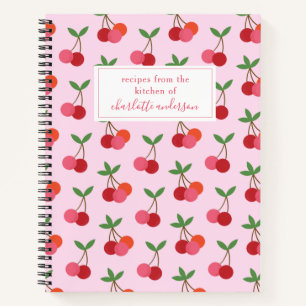Carnet Motif de cerises roses et rouges mignon nom de rec