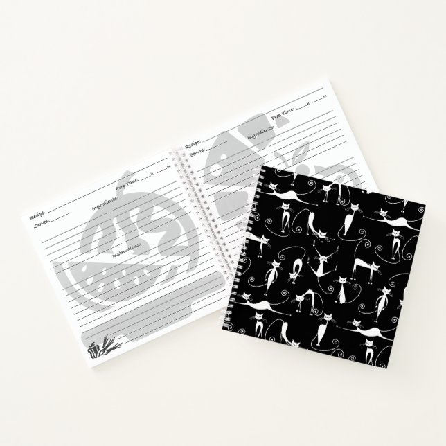 Carnet Motif de chat blanc élancé fantaisiste (Intérieur)