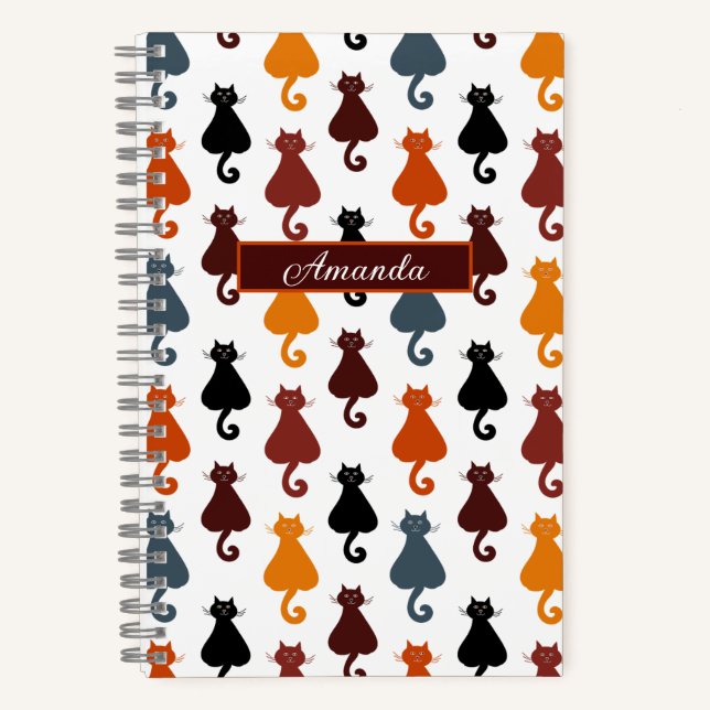 Carnet Motif de chat coloré mignon personnalisé (Recto)