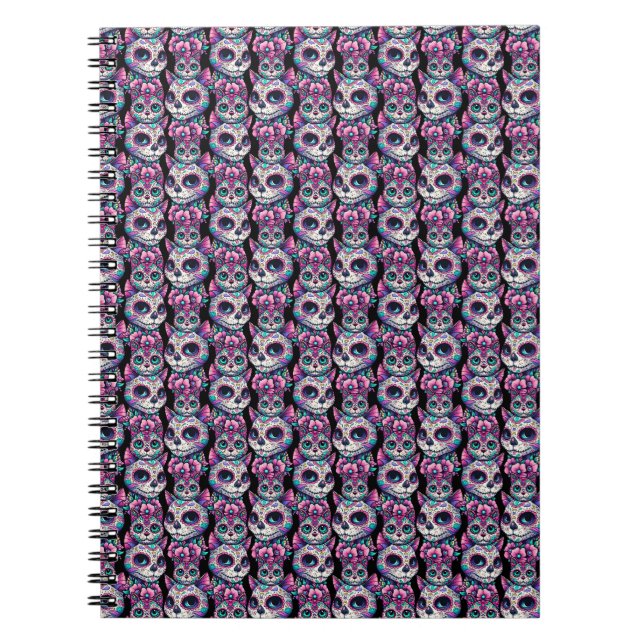 Carnet Motif de chat crâne sucre (Devant)