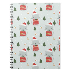 Carnet Motif de chat de Noël mignon – Fêtes de fin d'anné