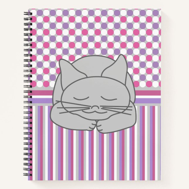 Carnet Motif de chat gris dormant (Devant)